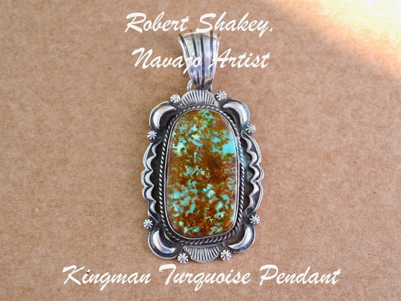Native American Ornate Turquoise Pendant by Rober… - image 1