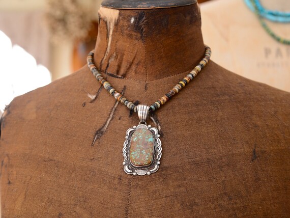 Native American Ornate Turquoise Pendant by Rober… - image 2