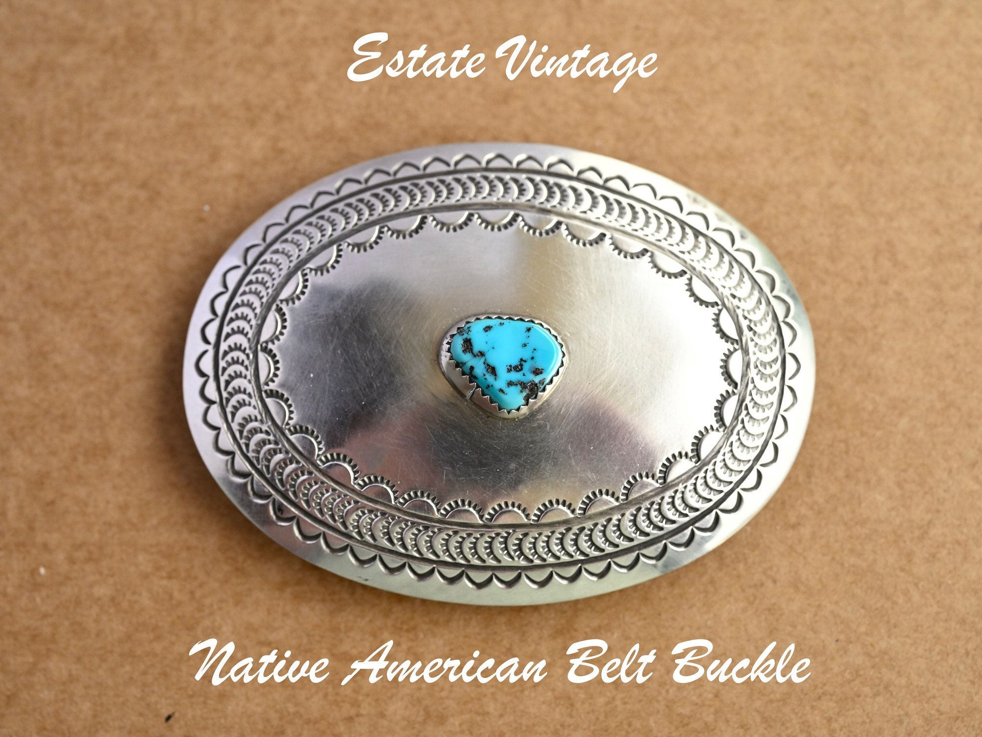 Estate Vintage Native American Belt Buckle With Detailed  display picture 3