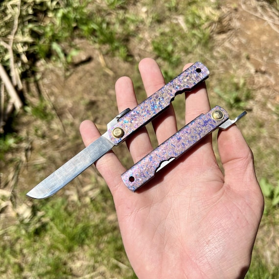 廃番品　takefu knife village ハサミ 折りたたみ　USED Small Traditional Japanese Folding Pocket Knife, Titanium Handle