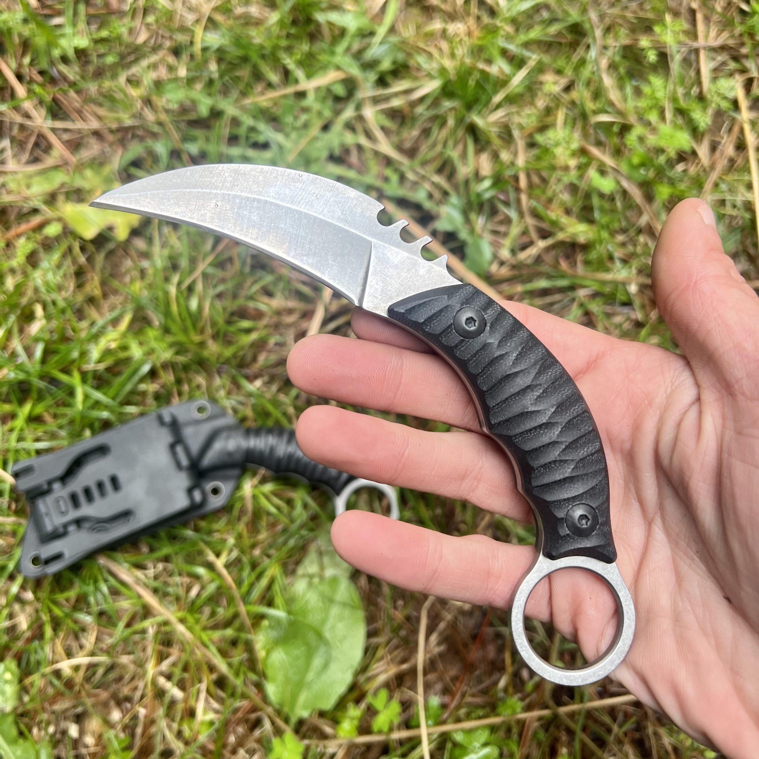 Karambit Knife Kydex Sheath D2 Steel Blade Stonewashed Claw Ring karambit-knife-kydex-sheath-d2-steel-blade-stonewashed-claw-ring