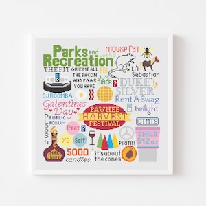 Parks & Recreation Collage Cross Stitch PDF Pattern