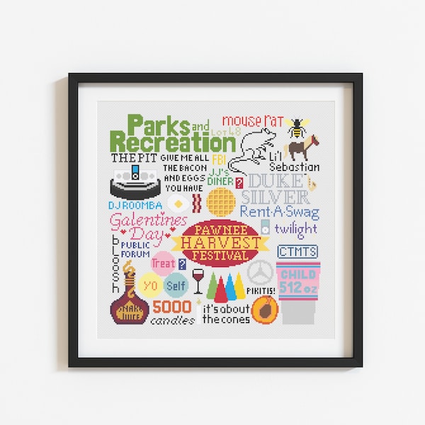 Parks & Recreation Collage Cross Stitch PDF Pattern