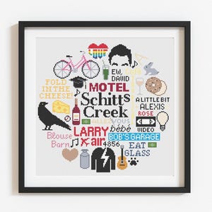 Schitts Creek Collage Circle Cross Stitch PDF Pattern