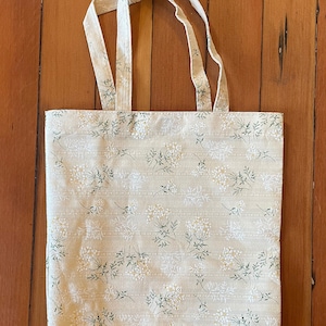Blumen Tote Bag wiederverwendbar Umhängetasche Blumen Gänseblümchen Handtasche Geschenk Baumwolle Canvas bestickt Stickerei Vintage niedlich Pflanze Garten
