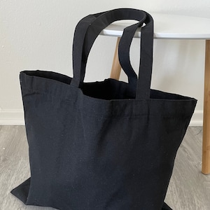 Black Tote Bag shoulder bag large back to school computer bag minimalist beige black durable quality basic simple plain gift present women