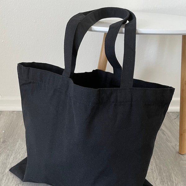 Black Tote Bag shoulder bag large back to school computer bag minimalist beige black durable quality basic simple plain gift present women