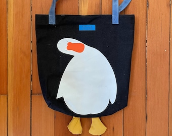 Duck Tote Bag cute funny silly handbag shoulder bag aesthetic gift present animal lover penguin duck lover quack animal lover purse satchel