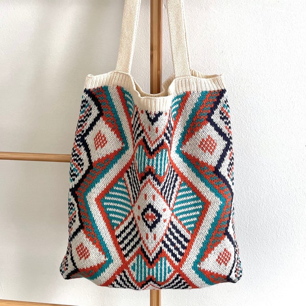 Bohemian Tote Bags boho shoulder bag chic Aztec women crochet bag woolen crossbody daily handbag knitting knit knitted handbag gypsy pattern