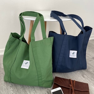 Große Kapazität Canvas Tragetaschen Baumwolle haltbar zurück zu Schule Umhängetaschen für Frauen minimalistische schlichte einfache Farbe beige schwarz braun Geschenk