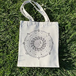 Astrologie Tote Bag Geschenk Sternzeichen Canvas Baumwolle wiederverwendbar niedlich ästhetischer Tarot trendy spiritual celestial Grocery Strand Tote Bio Urlaub