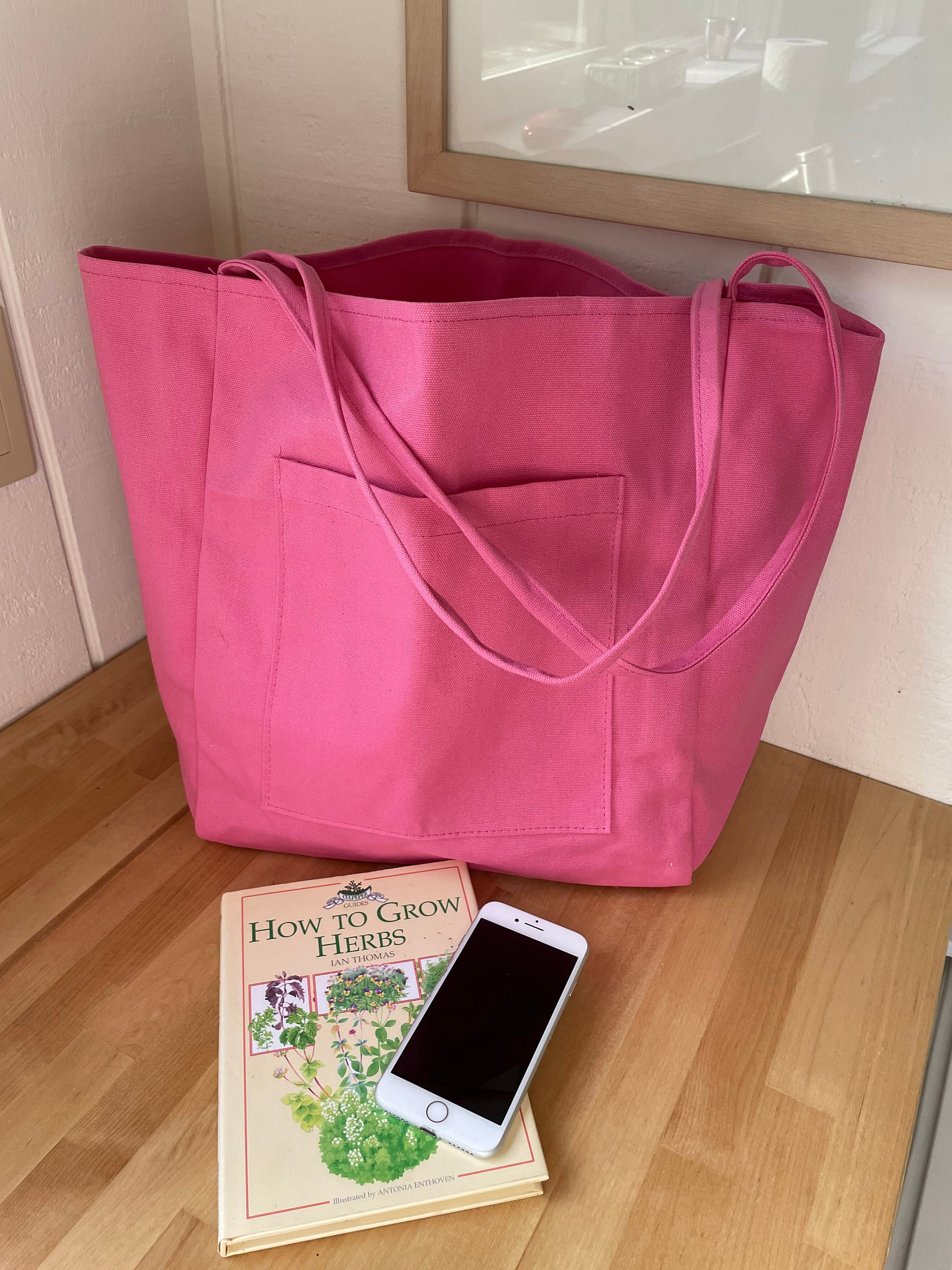 Pink top canvas tote
