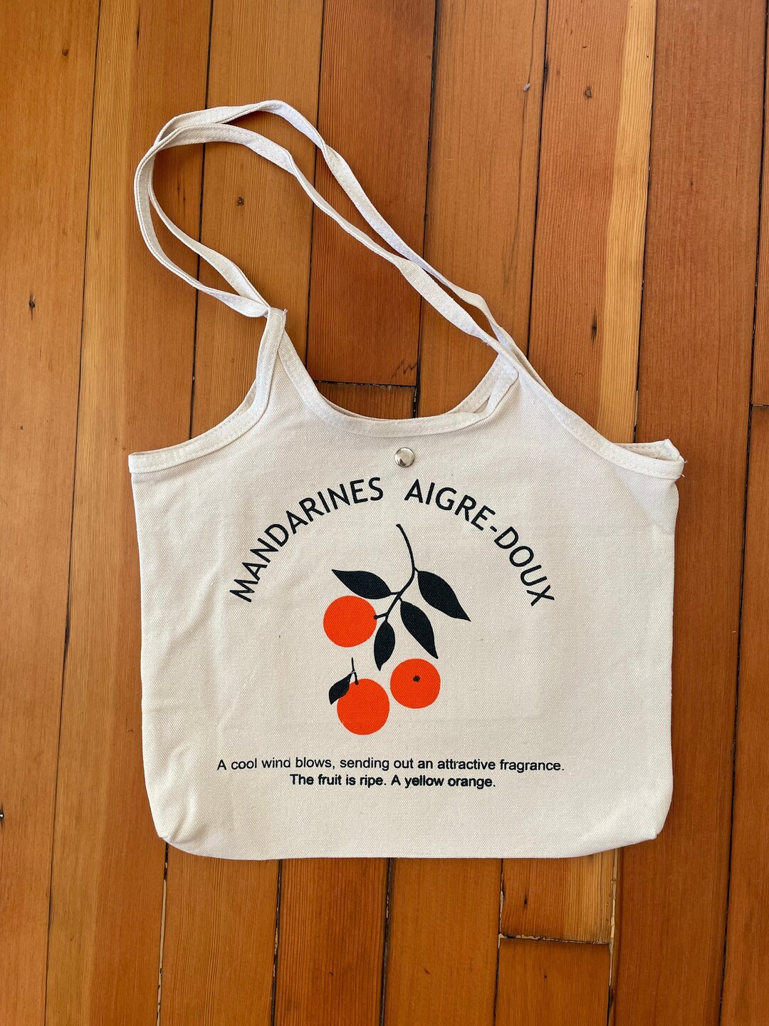 Mandarin Orange Tote Bag Reusable Shoulder Bag Mandarine Lemon Avocado