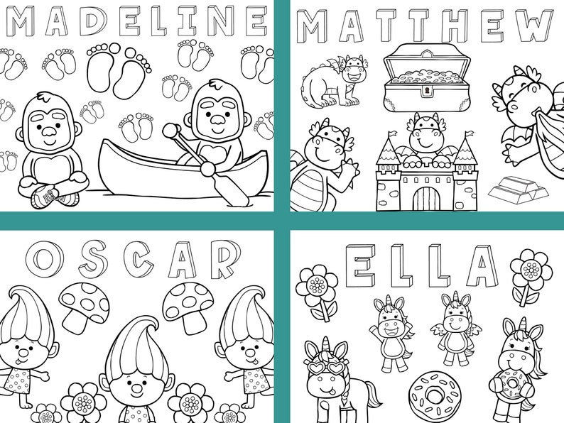 Personalized Name Coloring Pages Coloring Pages for Kids Etsy