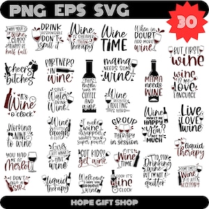 Más de 30 SVG de Wine Time, SVG de bebé, EPS de vino divertido, paquete SVG de vino Ai, paquete de mamá y papá, Ai de vino, SVG de vino, descarga instantánea