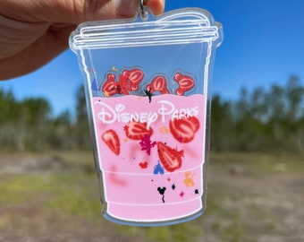 Strawberry Shaker Keychain| Pink Drink| Strawberry Refresher| Acrylic Keychain