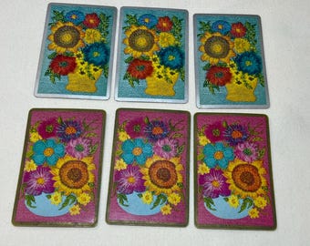 6 cartas de baralho vintage - 3 de cada padrão/carta alterada/suprimentos de diário de lixo/cartas de baralho vintage/ephemera/flor boho