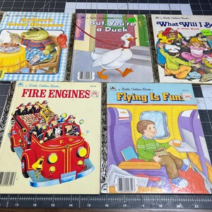 Lot of 5 Little Golden Books- Arthur- Duck- Fire Engines- Flying is Fun- what will I be- junk journal- paper crafting- LotG