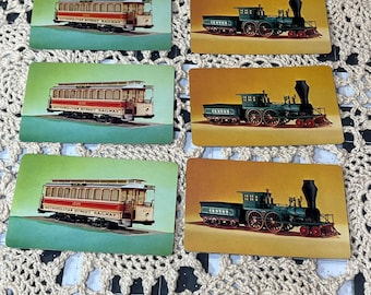 Carte da gioco Vintage Train & Streetcar - Set di 6 carte Ephemera