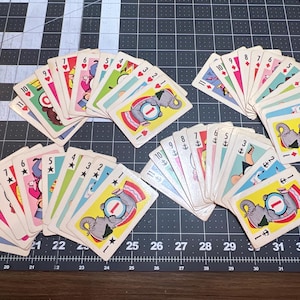 11 naipes vintage Whitman Animal Rummy: elige tu palo de 11 naipes (cartas modificadas, materiales para diarios basura, naipes vintage)