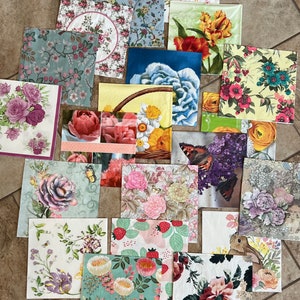 24 serviettes en papier pour créations manuelles - 20 formats standard et 4 formats cocktail / découpage / éphémères de journaux indésirables / créations en papier / fabrication de cartes / shabby chic