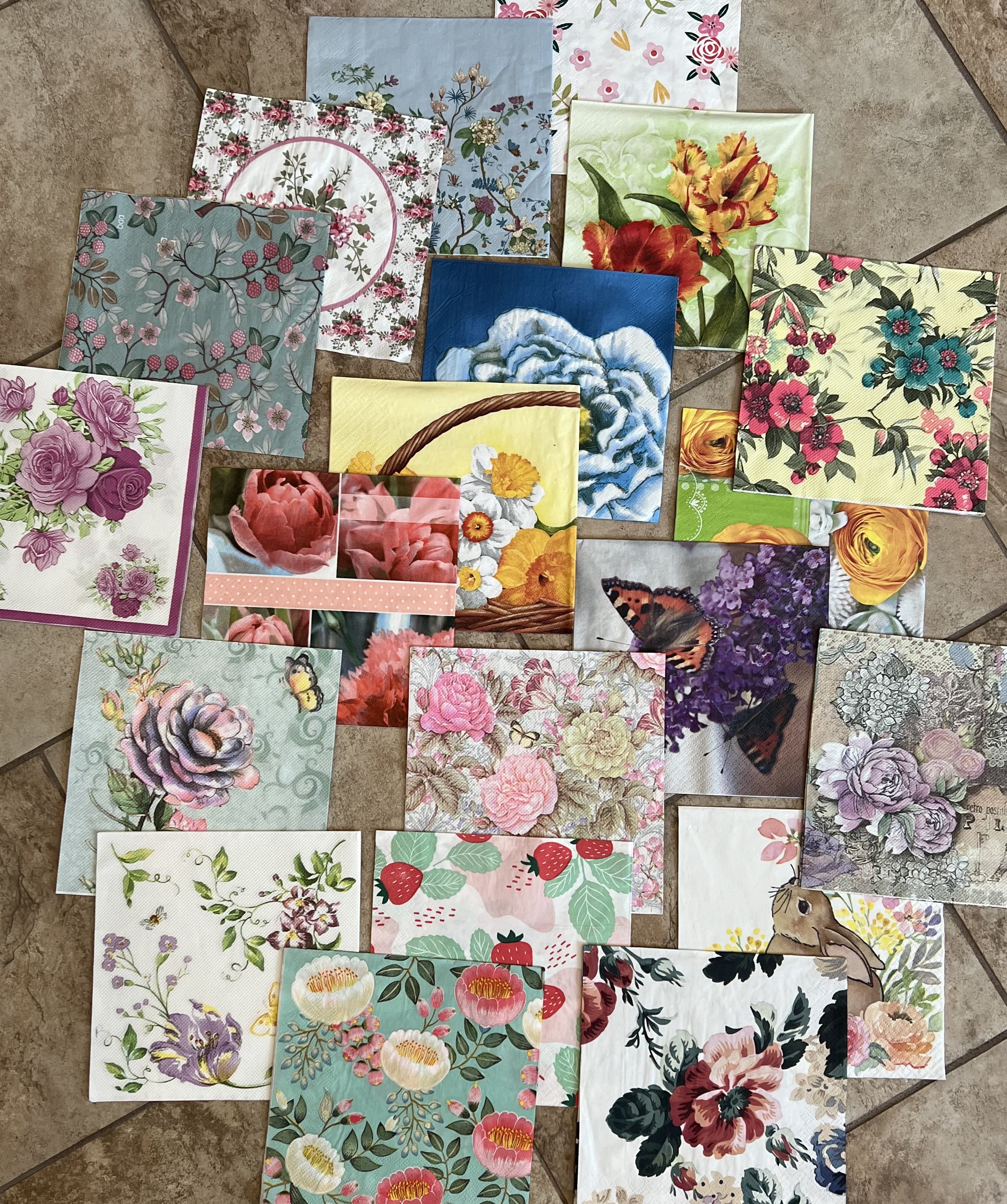 Floral Paper Napkins: Crafting Ephemera Bundle (24pc)