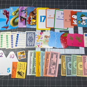 Paquete de 40 naipes y piezas de juego efímeros, antiguos y nuevos: cartas modificadas, suministros para diarios basura, naipes antiguos, efímeros.