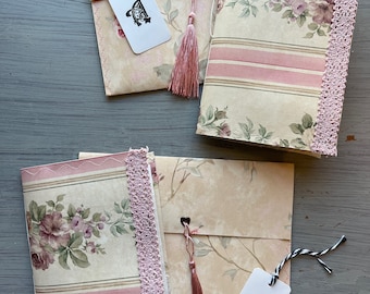 Wallpaper & Lace Junk Journal- comes with coordinating envelope plus bonus ephemera!/Writing Journal/ Gift/ Handmade/ naked journal/WP1
