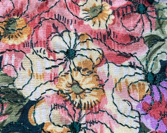 Embroidered Fabric Fat Quarter 18x22 inches-   junk journaling/ quilting/ sewing- slow stitch/fabric crafts/doll making/S43