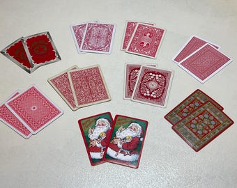 Vintage Red Christmas Playing Cards: Altered Art Ephemera (18pc)