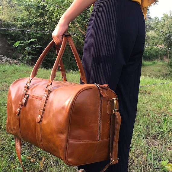 womens leather duffle bag