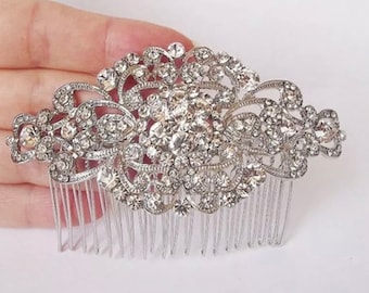 Art Deco Vintage Style Crystal Bridal Bridesmaid Hair Comb 1920’s Wedding Prom Flapper