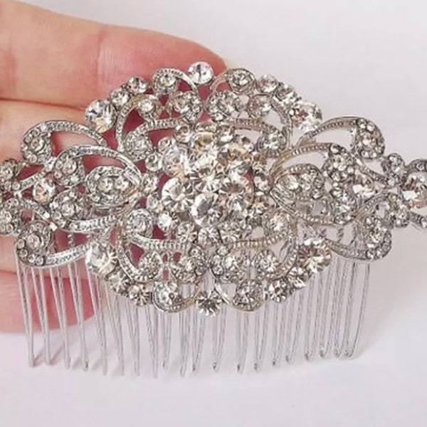 Art Deco Vintage Style Crystal Bridal Bridesmaid Hair Comb 1920’s Wedding Prom Flapper