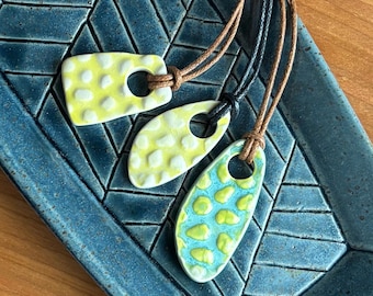 Cobblestone Stoneware Necklace | Stamped Ceramic Necklace | handmade jewelry