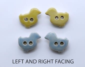 Bird Buttons: Yellow or Blue, Kids Knits, Handmade Ceramic