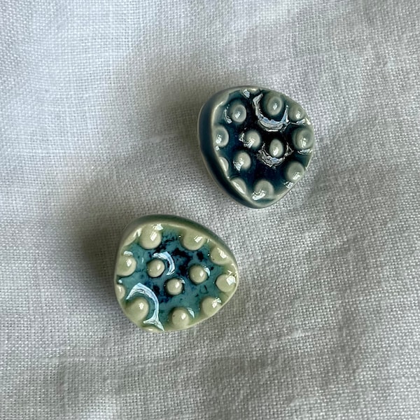 Shank Clay Buttons, Ceramic Buttons, Clay Buttons, Stoneware Buttons, Small Buttons, Shank buttons, Blue Buttons