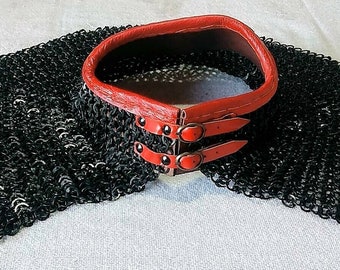 Chainmail collar with leather fitting
