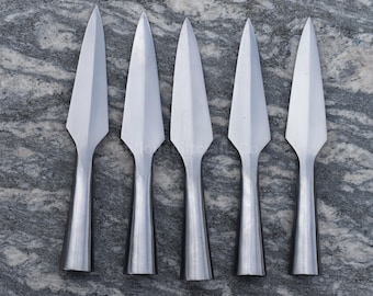 Hand-Forged Viking Iron Decorative Spearhead Set: Medieval-Style Leaf Tip (Pack of 5)