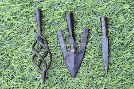Lot De 5 Pointes De Flèches Médiévales – Acier Damas Forgé Main – Aim Archery
