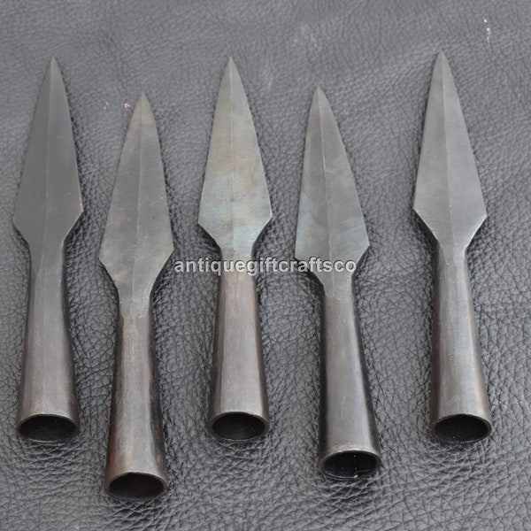 Pack of 5 Hand Forged Medieval Viking Iron 8'' Spearhead high carbon steel Spearhead  best gift for Halloween.}