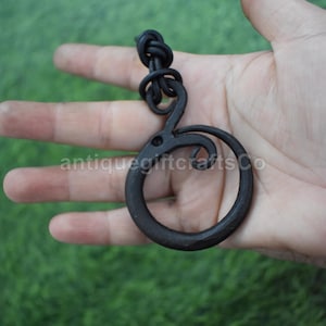 Hand Forged Iron Pendant with Leather Cord – Viking Style Necklace – Rustic Blacksmith Jewelry. Best Gift For Men/Women.
