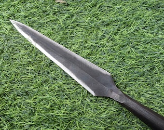Handsmidd dekorativ spjutspetsreplika i vikingastil – Medeltida samlarobjekt – 33 cm