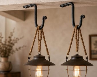 Eisen-Deckenhaken zum Aufhängen von Pflanzen und Laternen, robuster rustikaler Deckenhaken, Bauernhaus-Hängepflanzenhaken, Indoor Outdoor Decor