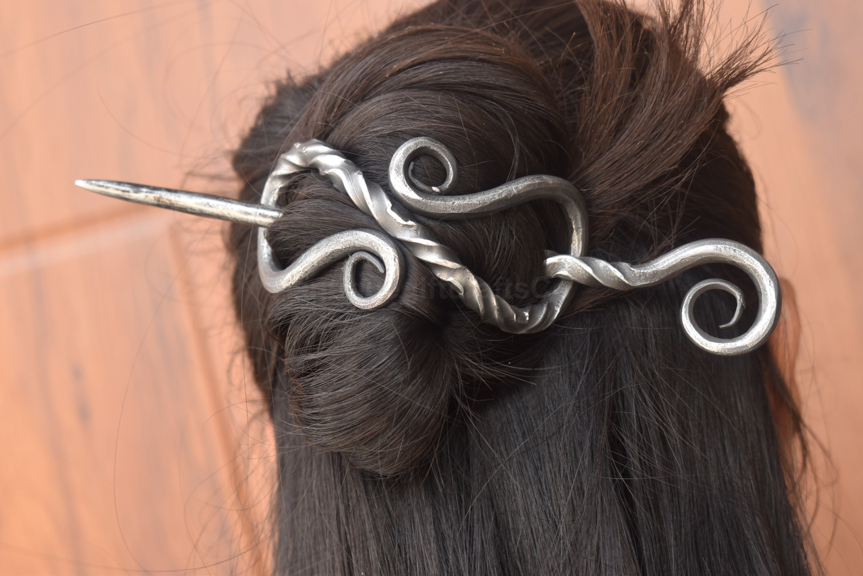 Handcrafted Twisted Iron Hair Stick – Viking-style Medieval 