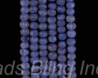 Cuentas de tanzanita facetadas, forma de rondelle, piedra preciosa azul oscuro (2 mm-3,5 mm)