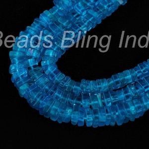 Perle naturali di forma quadrata di apatite al neon, perle Heishi lisce di apatite al neon da 5-6 mm, perline distanziatrici all'ingrosso AAA per gioielli artigianali