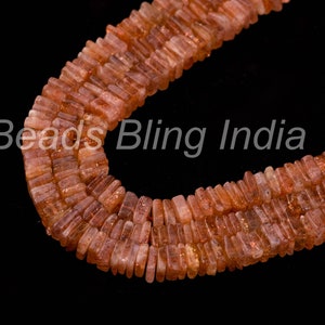 Perle naturali sunstone lisce a forma quadrata, perle di pietra preziosa quadrata Sunstone Heishi da 5-6 mm, perline distanziatrici all'ingrosso AAA per la produzione di gioielli