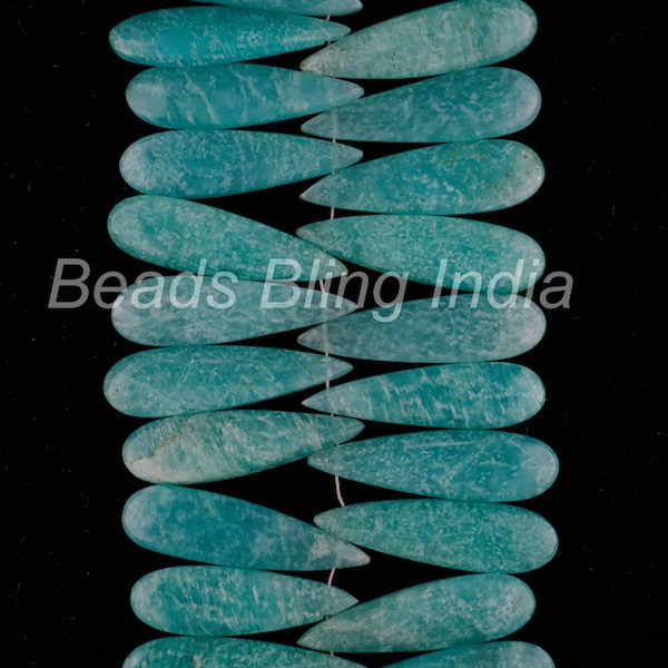 Amazonite Smooth Pear Shape Briolettes, Amazonite Plain Gemstone Beads, 30X8 mm Amazonite Side Drill Teardrop Beads For Earrings and Jewelry