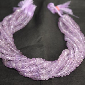 AAA+ Natural Pink Amethyst Faceted Rondelle Beads, 13" Strand 7mm - 8mm Pink Amethyst Gemstone Beads For Necklace & Bracelet Making Craft