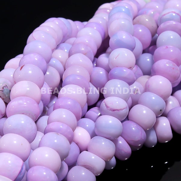 Lavender Opal Plain Rondelle Gemstone Beads, 7 mm - 10 mm Lavender Beads for Jewelry Making Craft, Pastel Color Opal Necklace & Bracelet